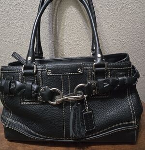Black Pebble Leather Coach Purse The Hampton Satchel